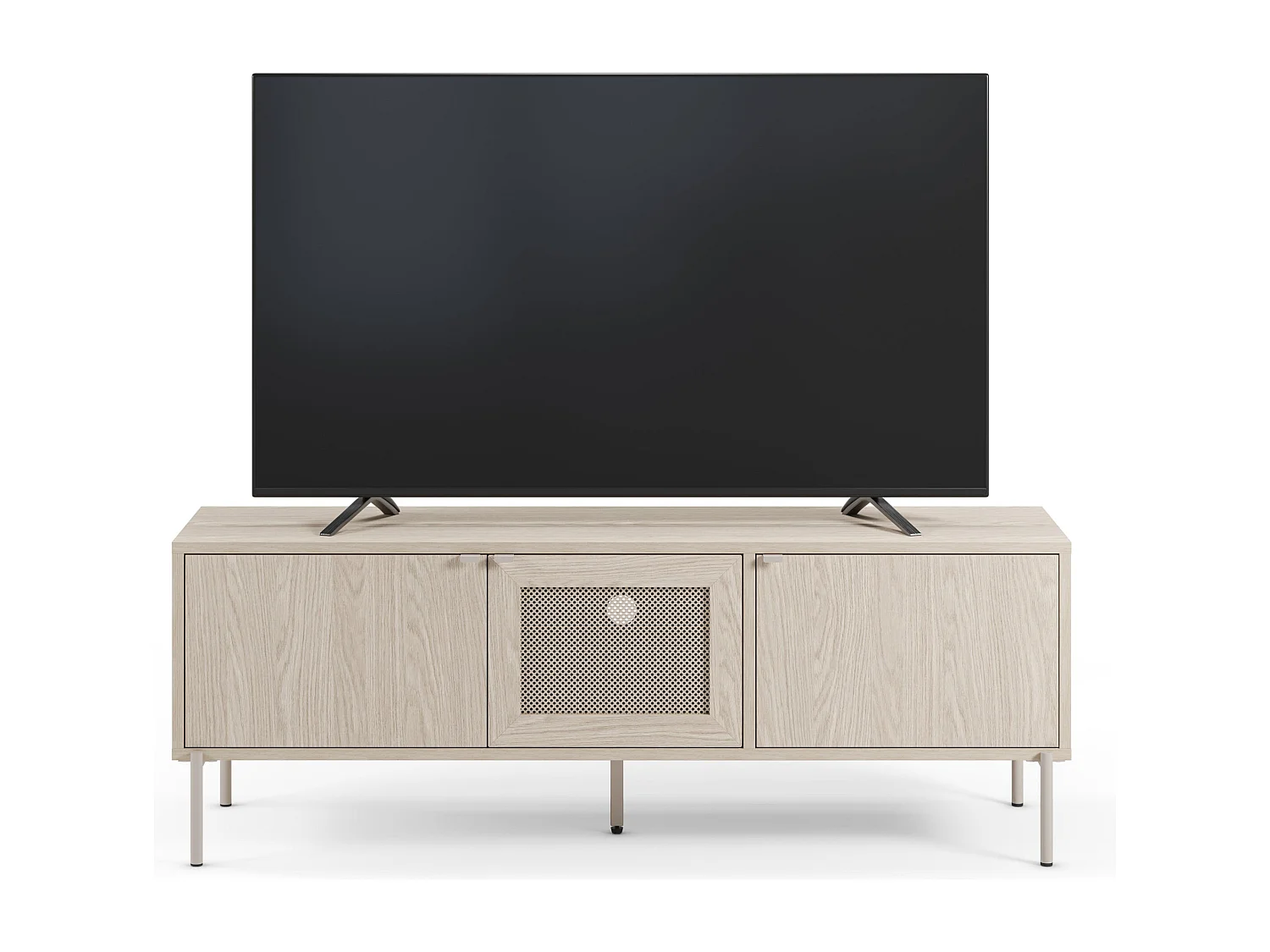 Dreitüriger TV-Ständer Eiche Metallbeinen 130x50 cm