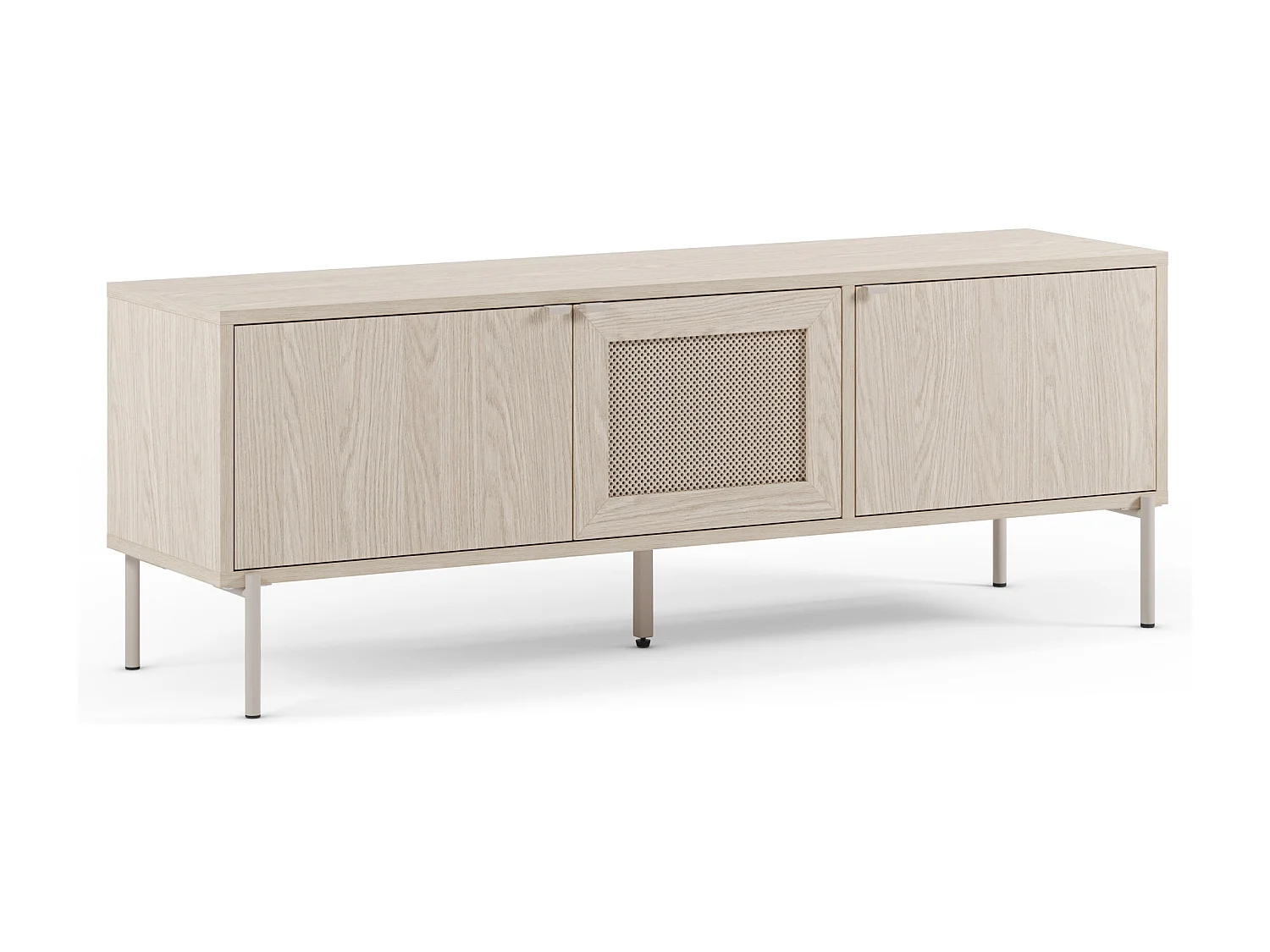 Dreitüriger TV-Ständer Eiche Metallbeinen 130x50 cm