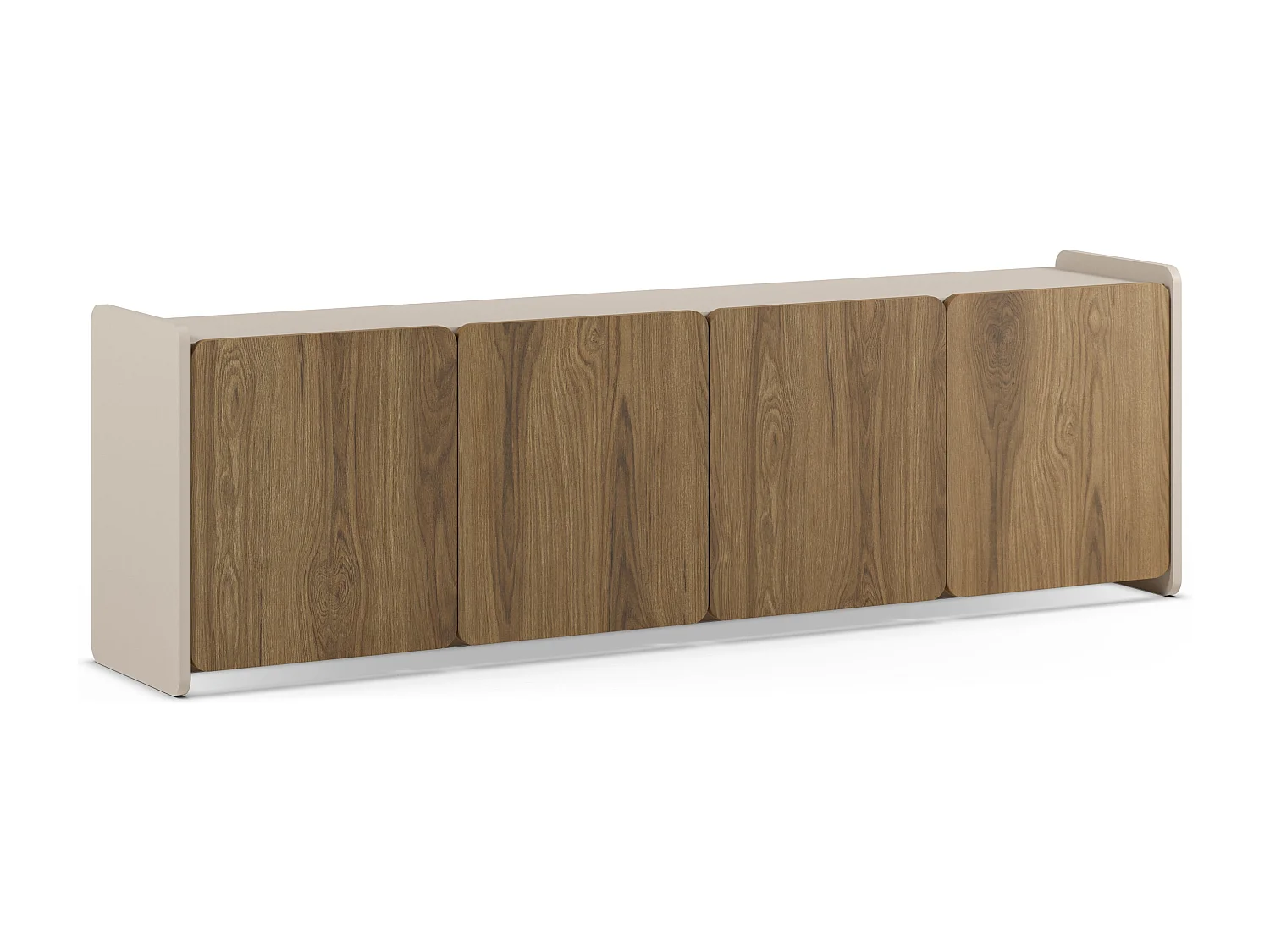 4-türiger TV-Schrank Creme/Eiche 180x55 cm