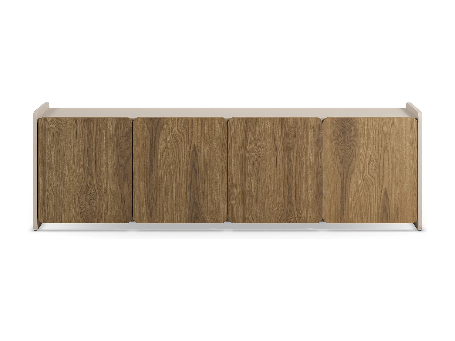 4-türiger TV-Schrank Creme/Eiche 180x55 cm