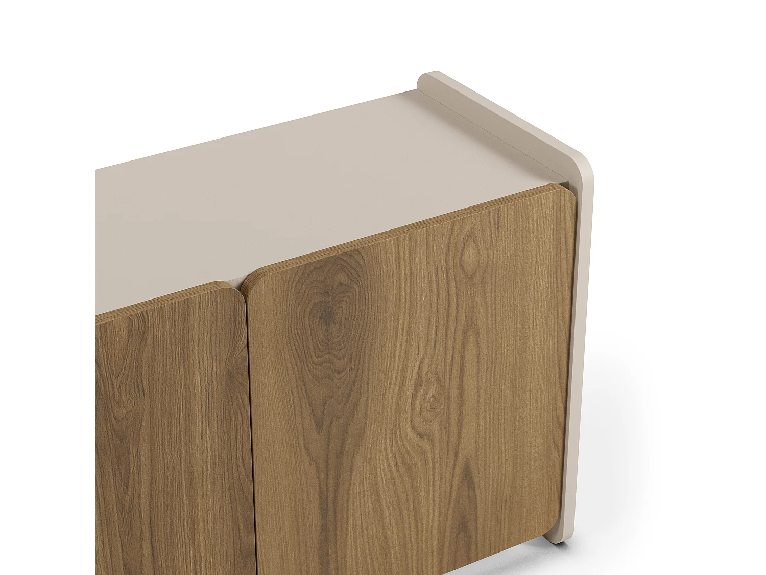 4-türiger TV-Schrank Creme/Eiche 180x55 cm