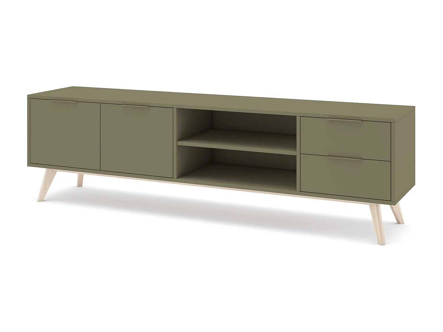 TV-Ständer Kiefernholz 2 Türen 2 Schubladen 180x53 cm