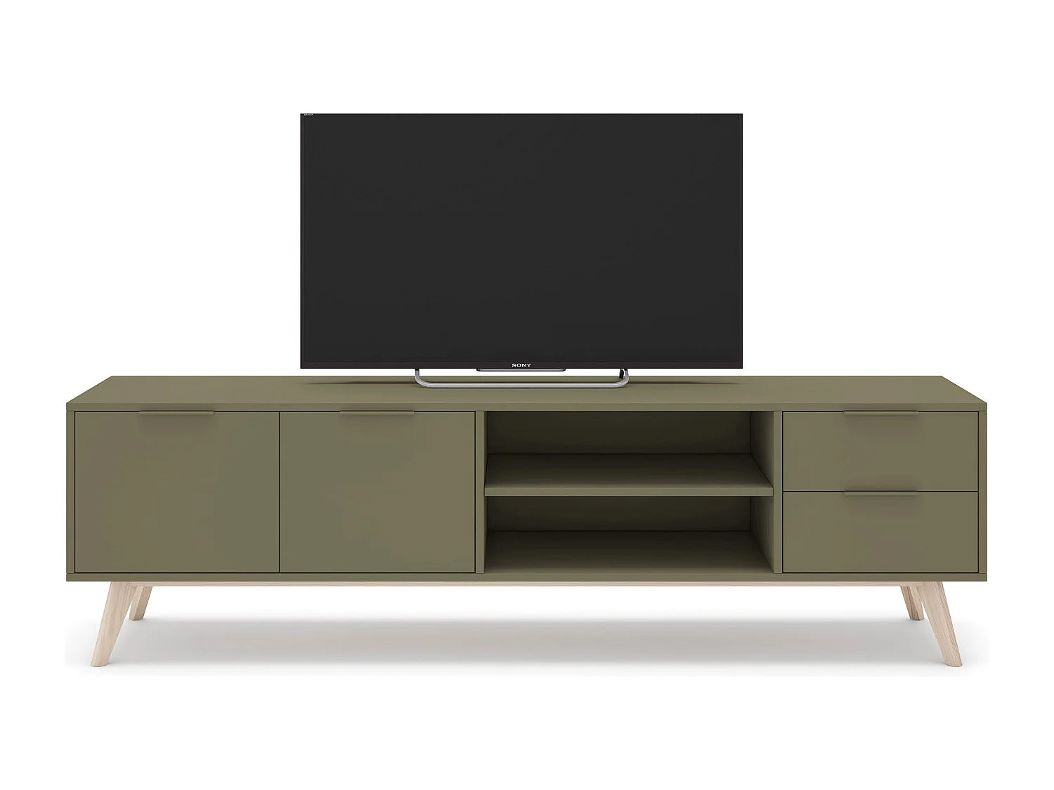 TV-Ständer Kiefernholz 2 Türen 2 Schubladen 180x53 cm