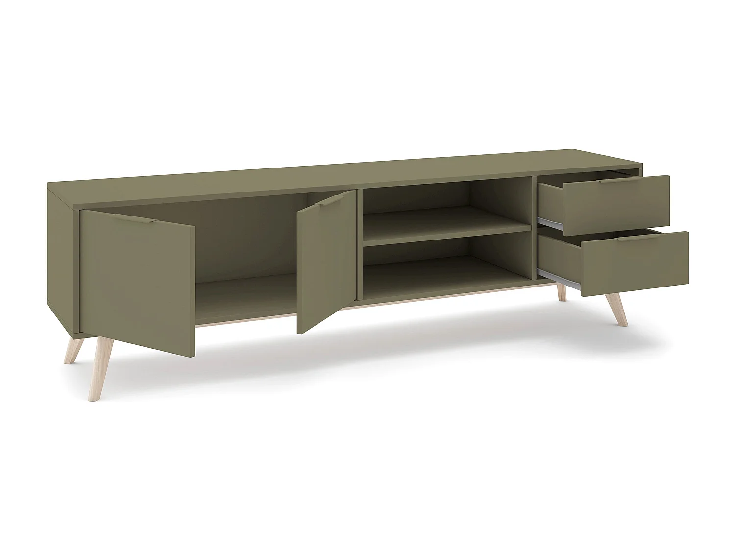 TV-Ständer Kiefernholz 2 Türen 2 Schubladen 180x53 cm