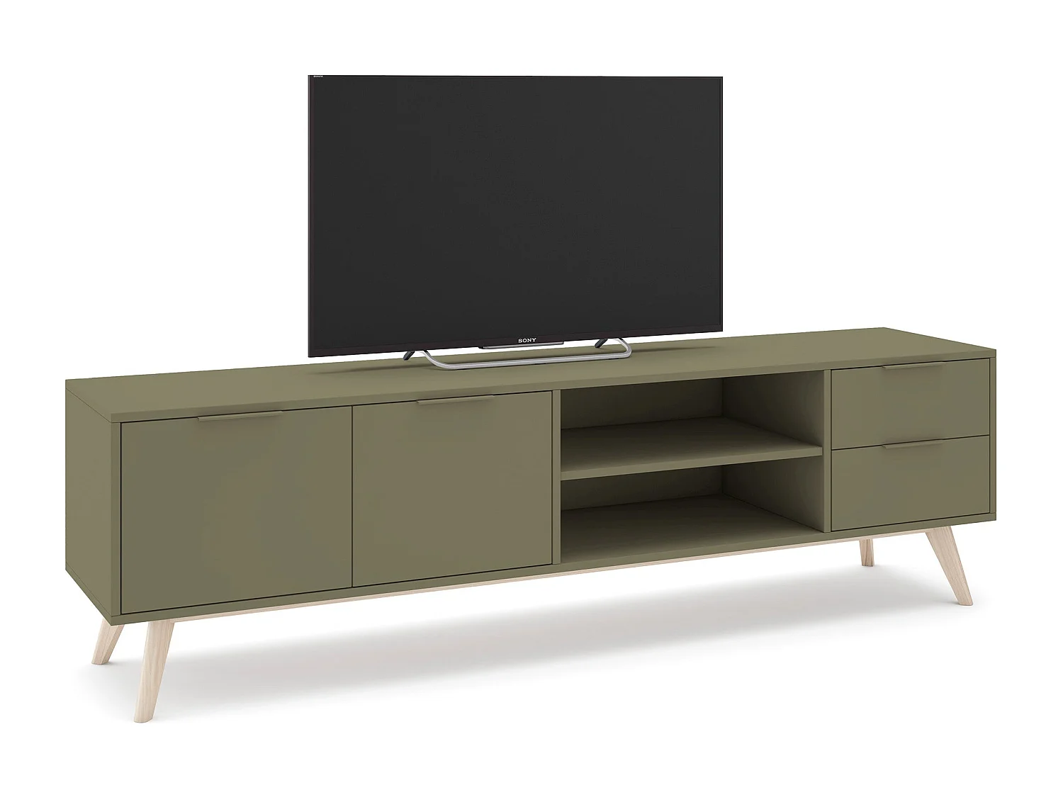 TV-Ständer Kiefernholz 2 Türen 2 Schubladen 180x53 cm