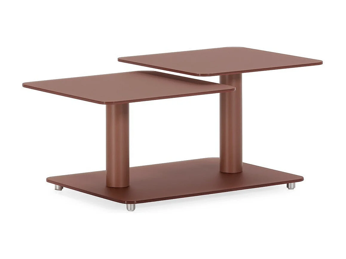 Table basse pivotante avec plateaux carrés en verre L114 cm - KAYA