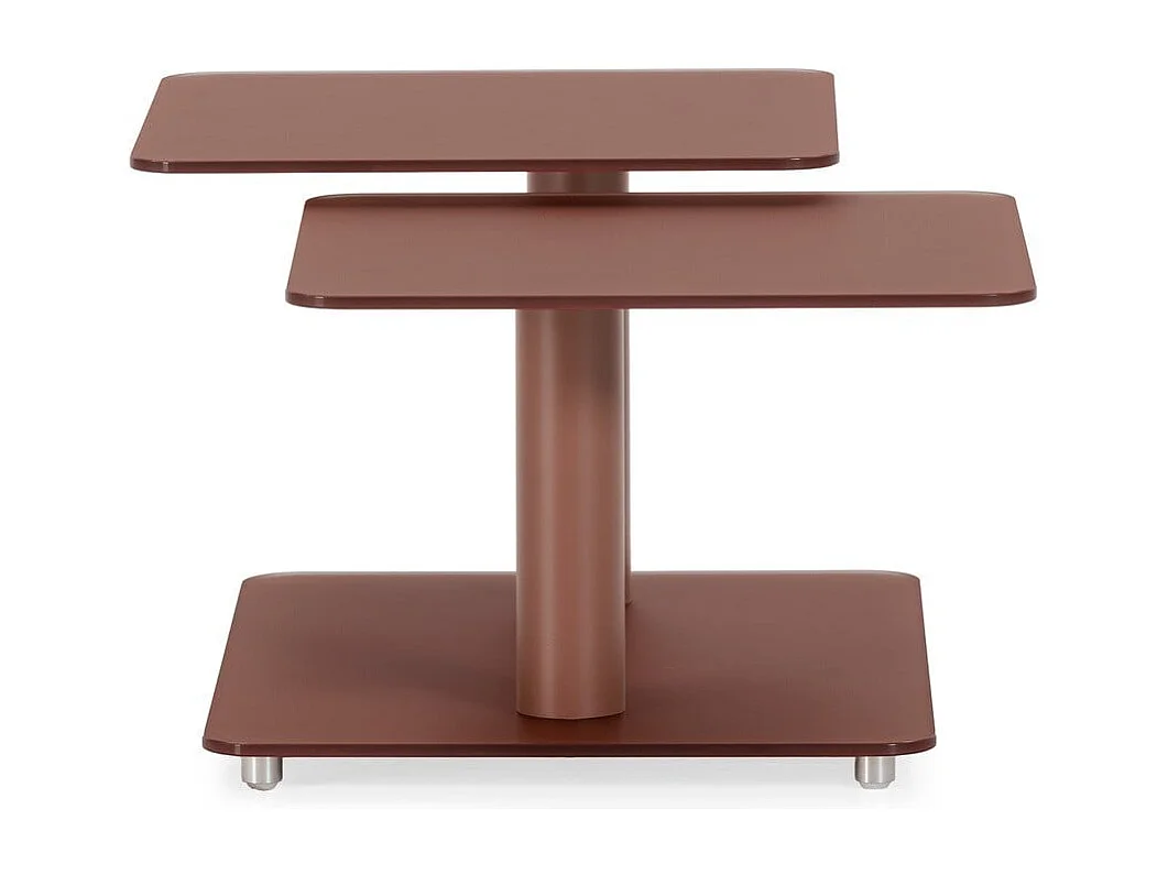 Table basse pivotante avec plateaux carrés en verre L114 cm - KAYA