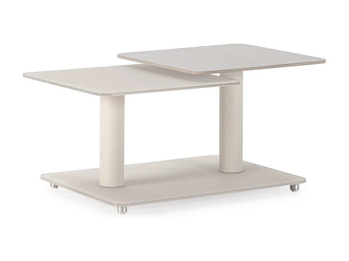 Table basse pivotante avec plateaux carrés en verre L114 cm - KAYA