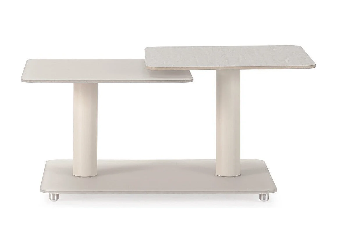 Table basse pivotante avec plateaux carrés en verre L114 cm - KAYA