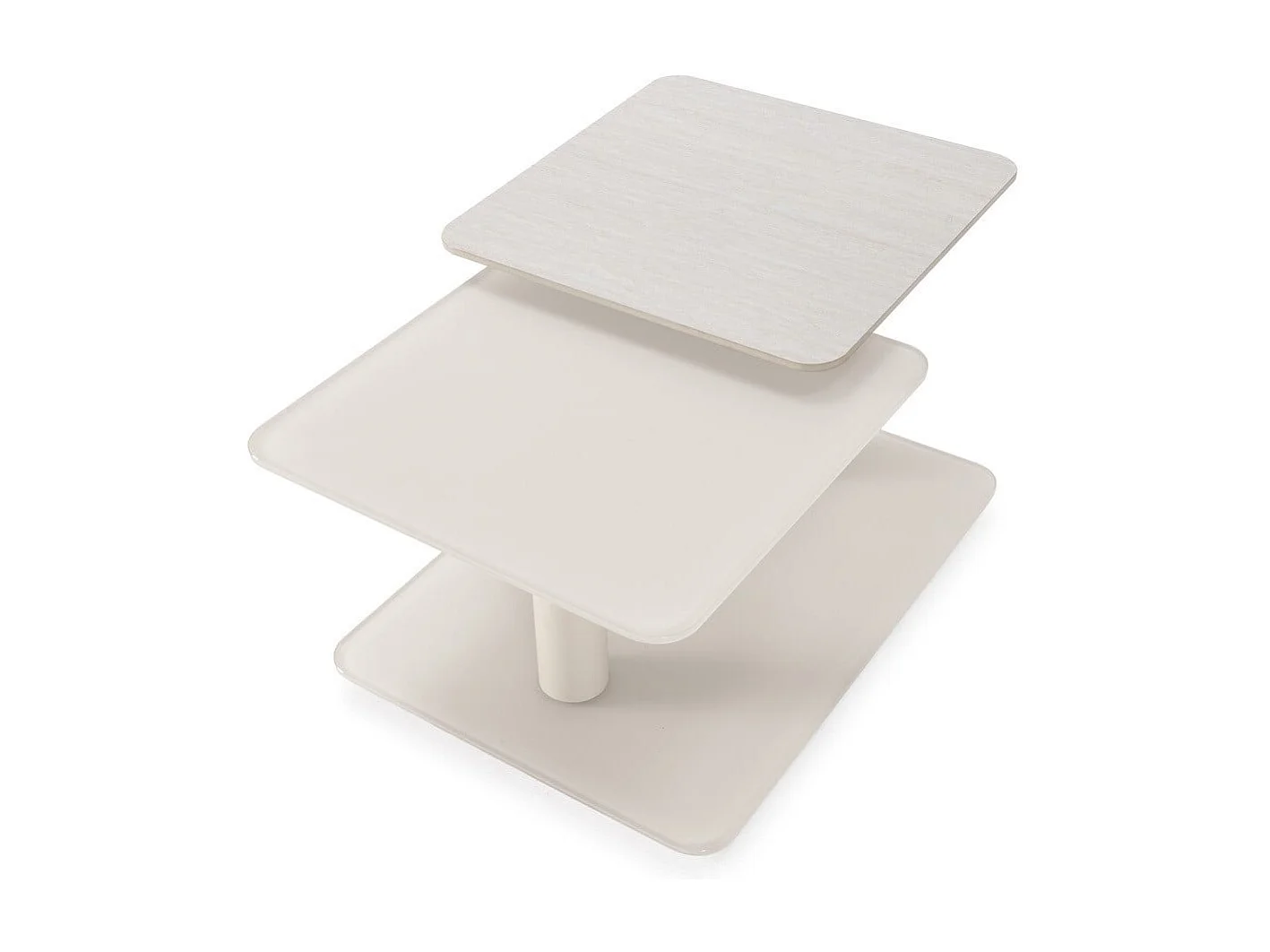 Table basse pivotante avec plateaux carrés en verre L114 cm - KAYA