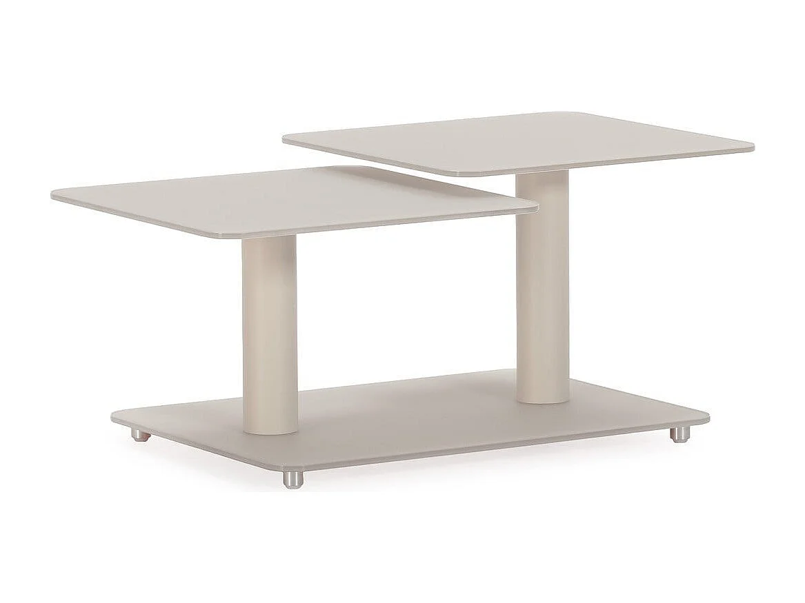 Table basse pivotante avec plateaux carrés en verre L114 cm - KAYA