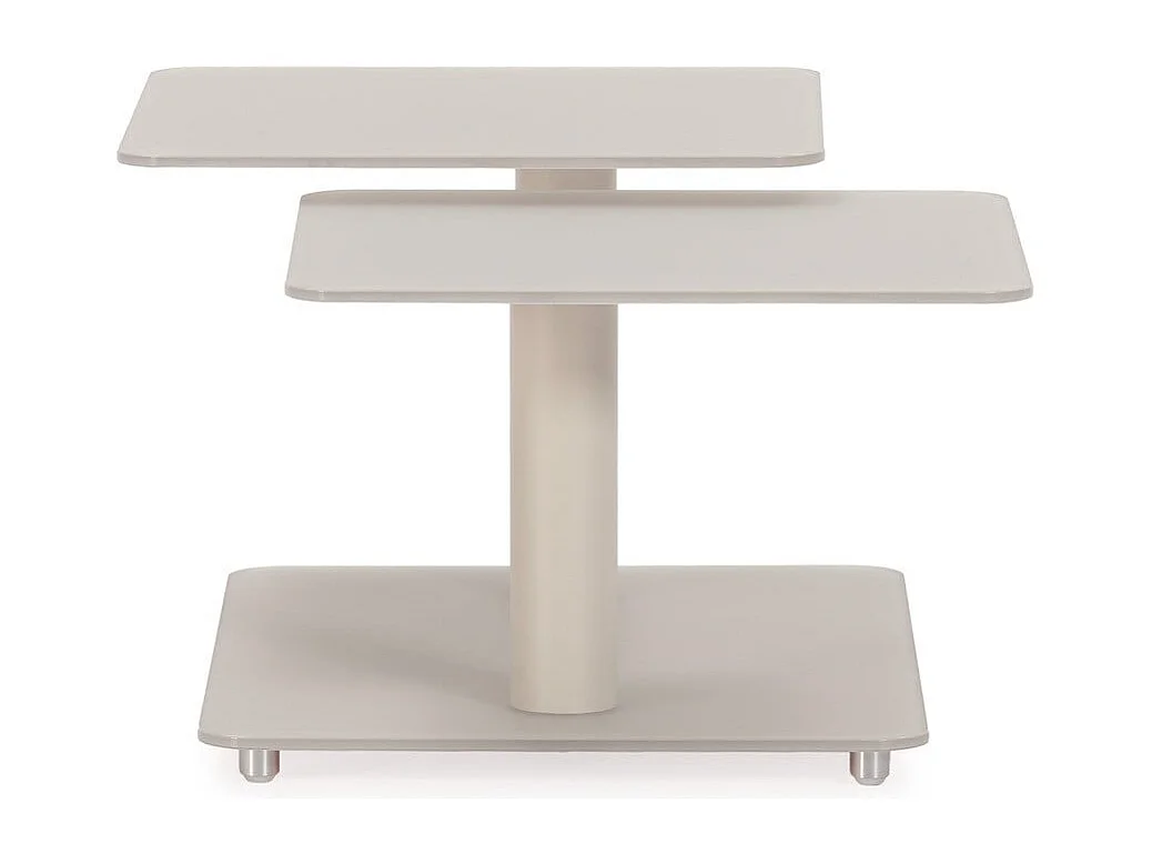 Table basse pivotante avec plateaux carrés en verre L114 cm - KAYA