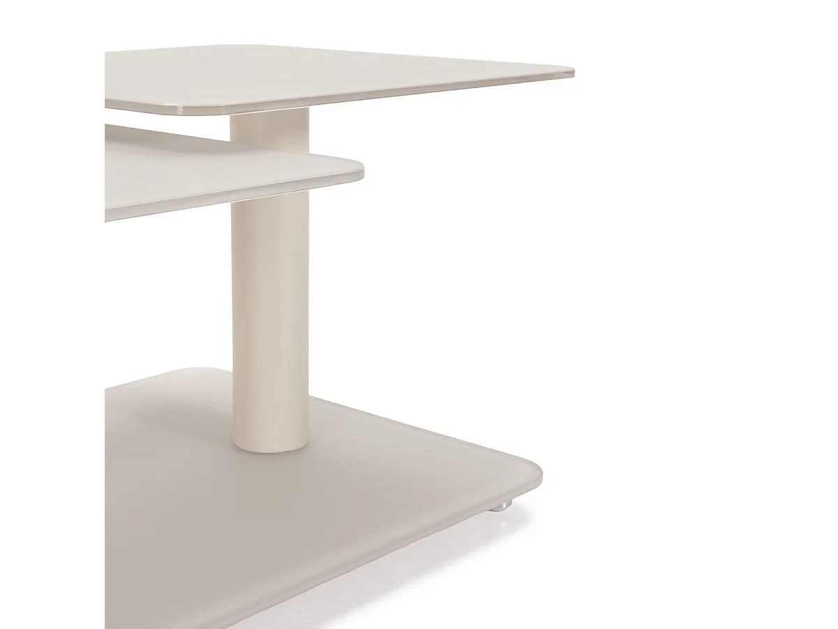 Table basse pivotante avec plateaux carrés en verre L114 cm - KAYA