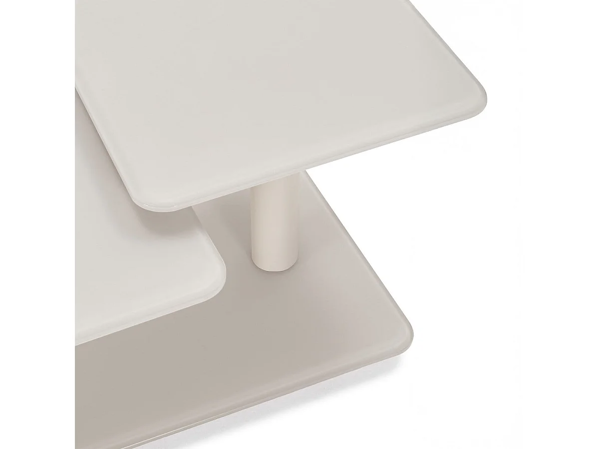 Table basse pivotante avec plateaux carrés en verre L114 cm - KAYA