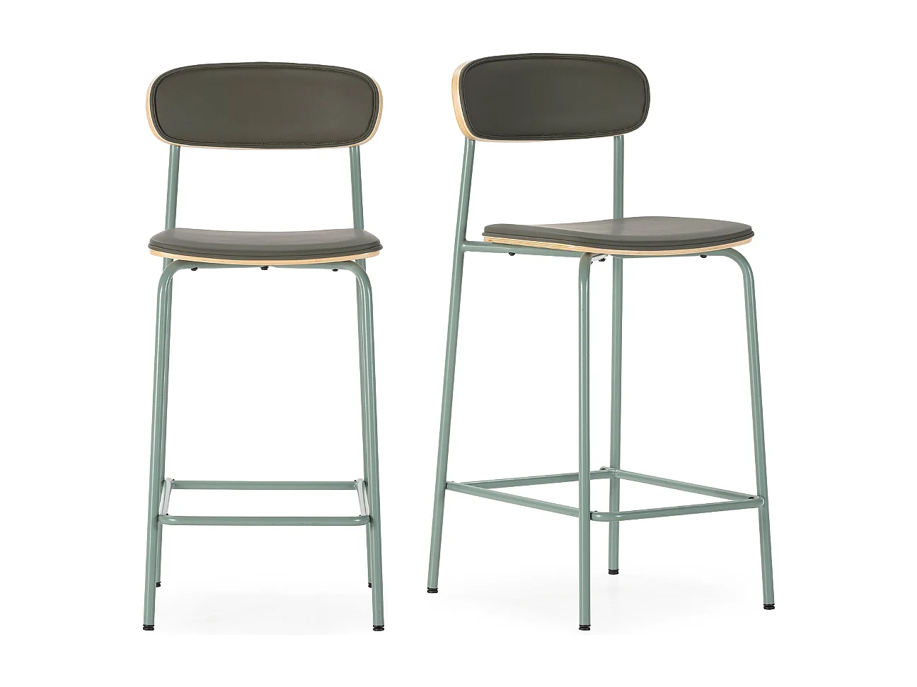 Barkrukken Set van 2 in kunstleer met metalen poten, H95 cm - TESS