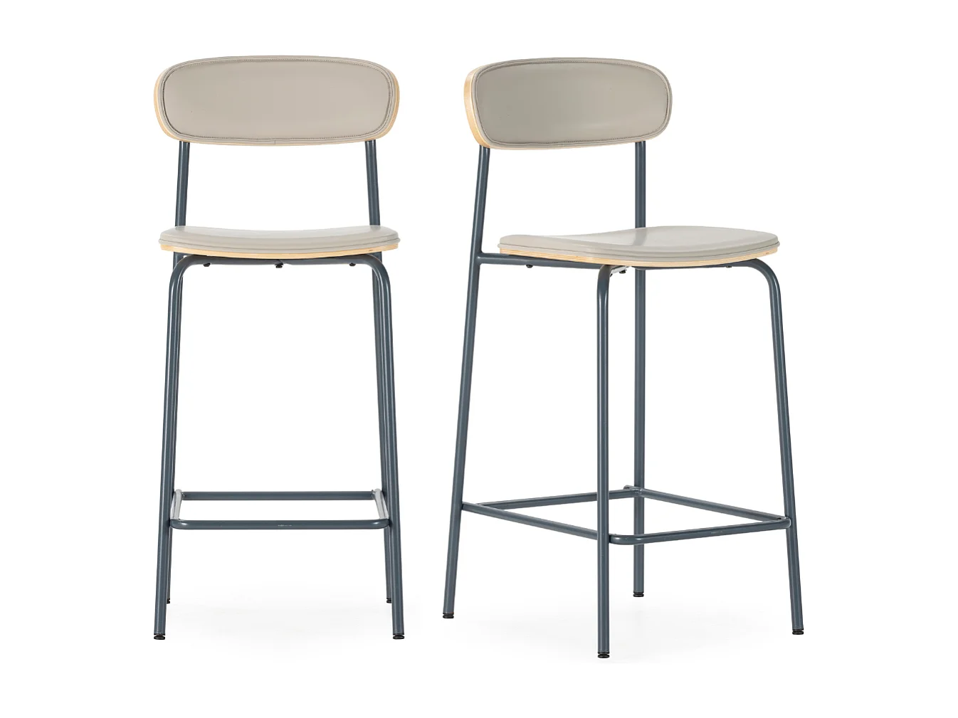 Barkrukken Set van 2 in kunstleer met metalen poten, H95 cm - TESS