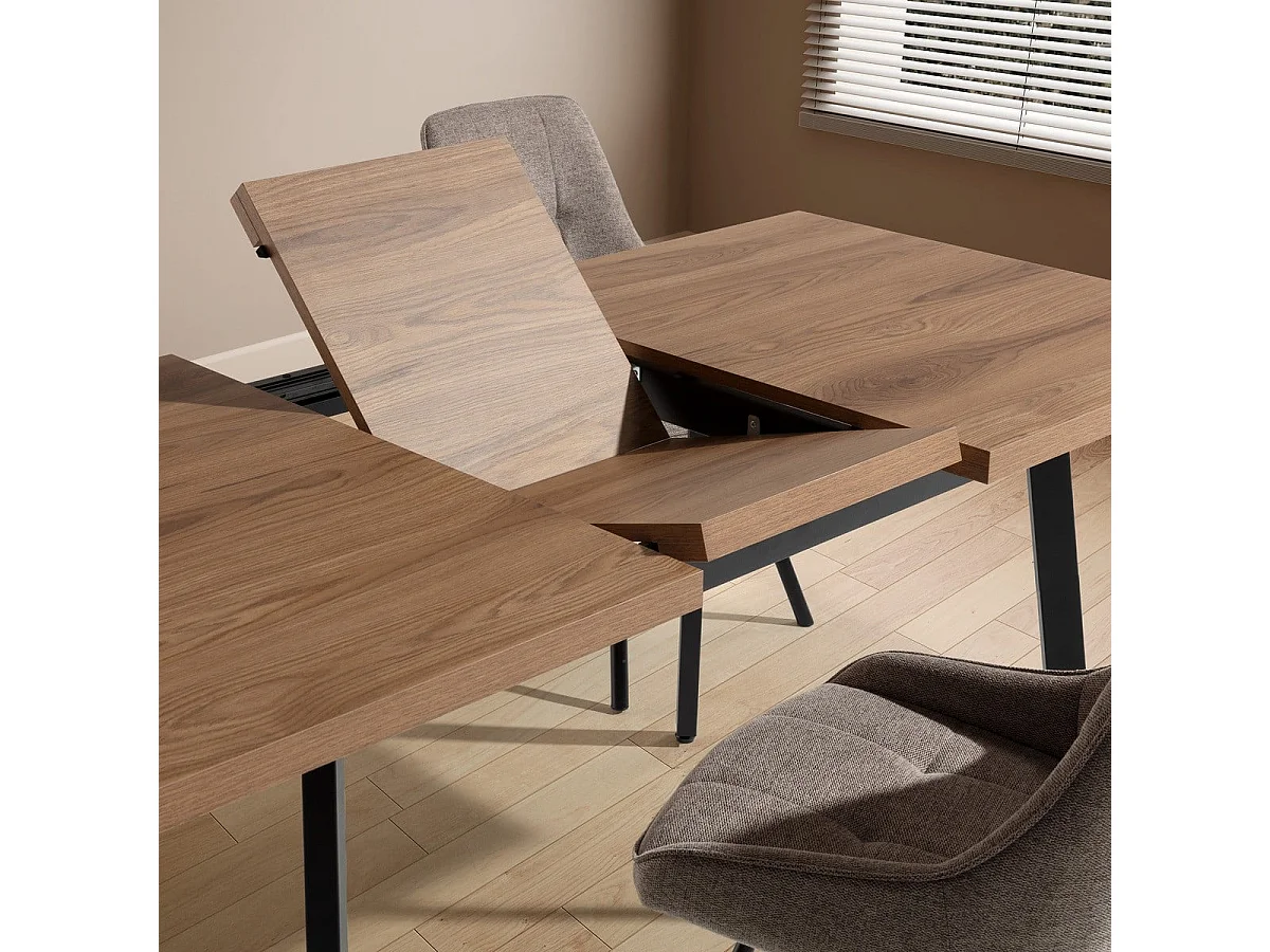 Table à manger extensible de 138 à 178 cm effet chêne foncé - IRMA