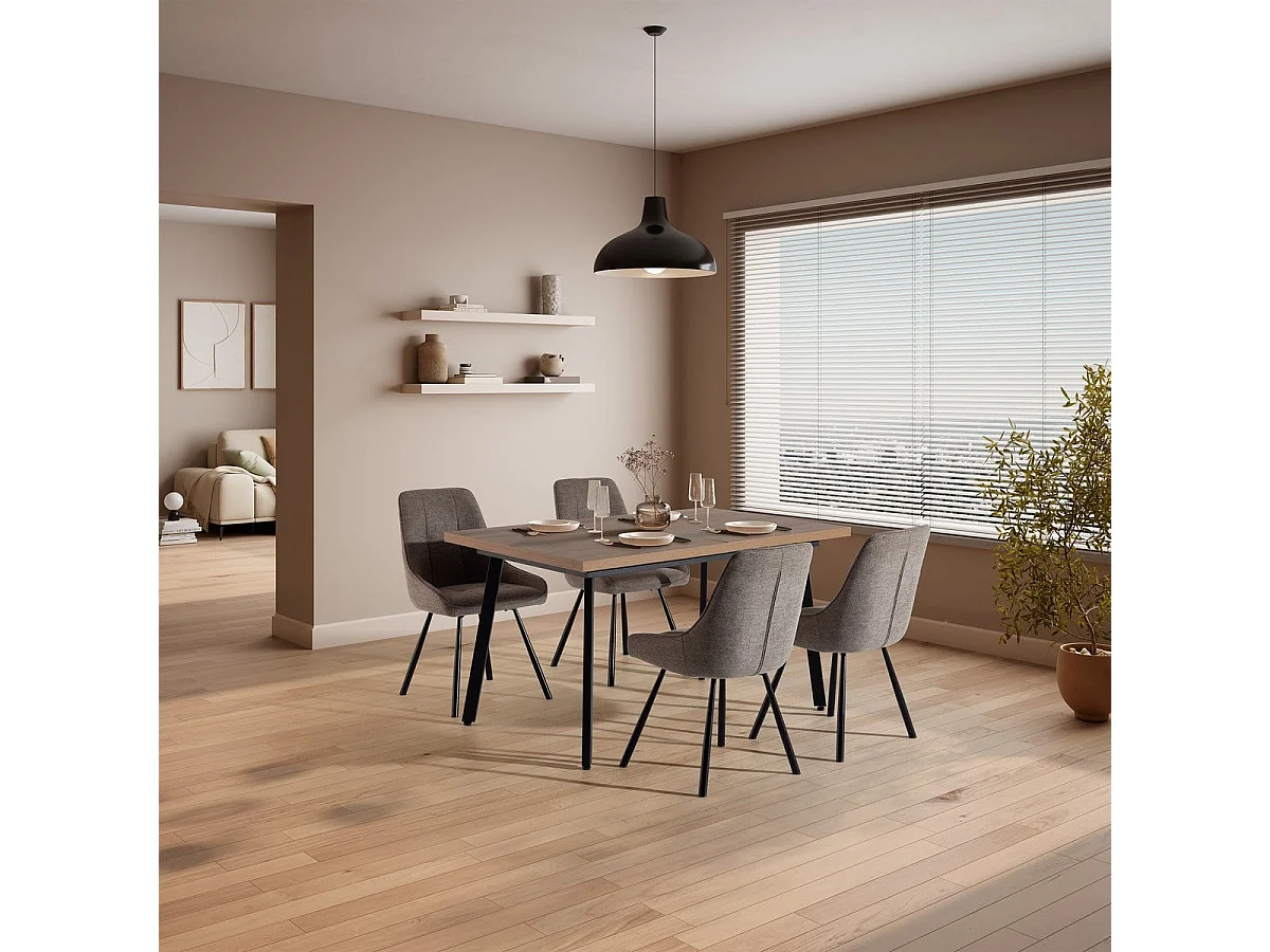 Table à manger extensible de 138 à 178 cm effet chêne foncé - IRMA