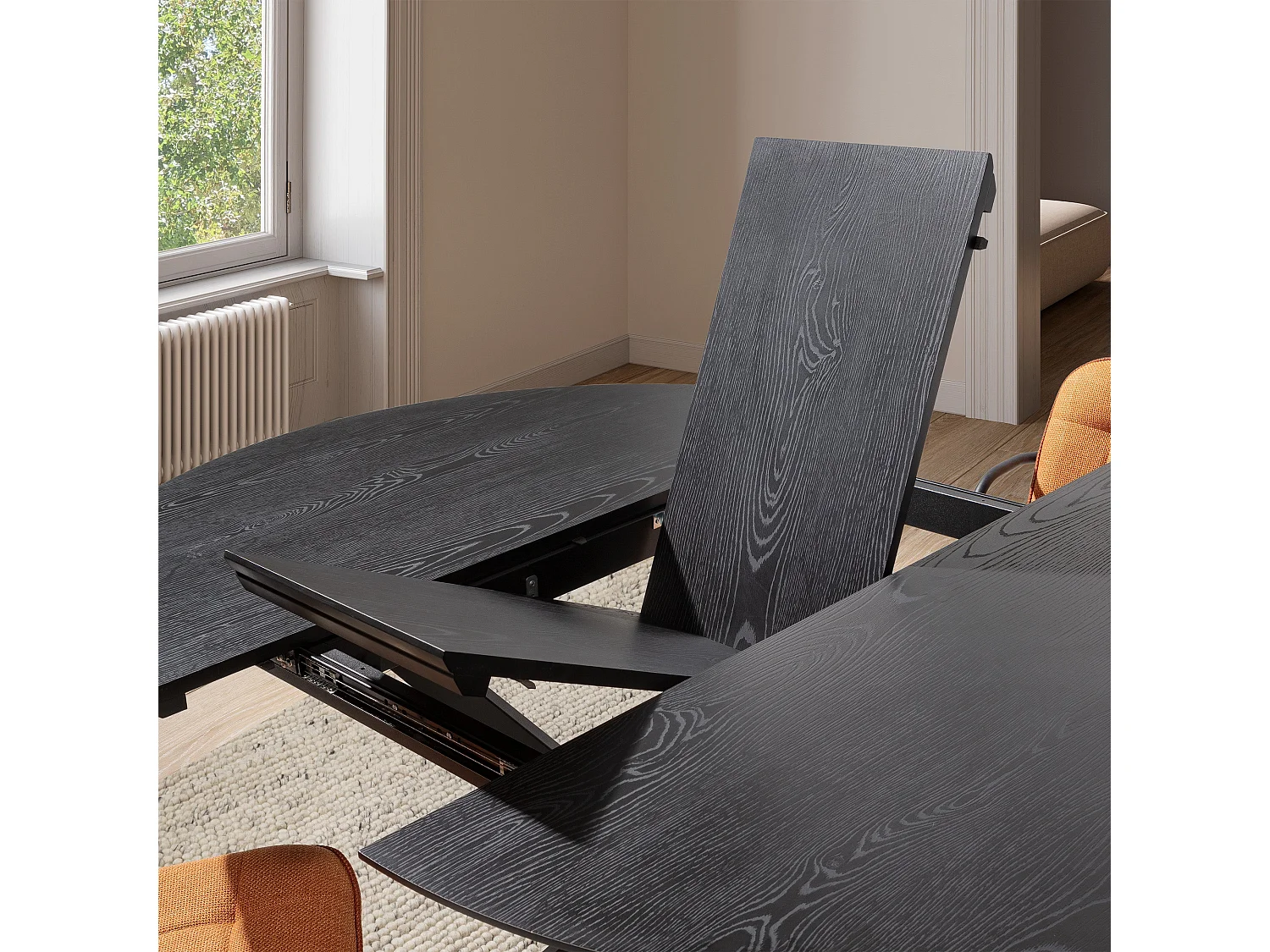 Table ronde extensible pied métal 126/160x75 cm