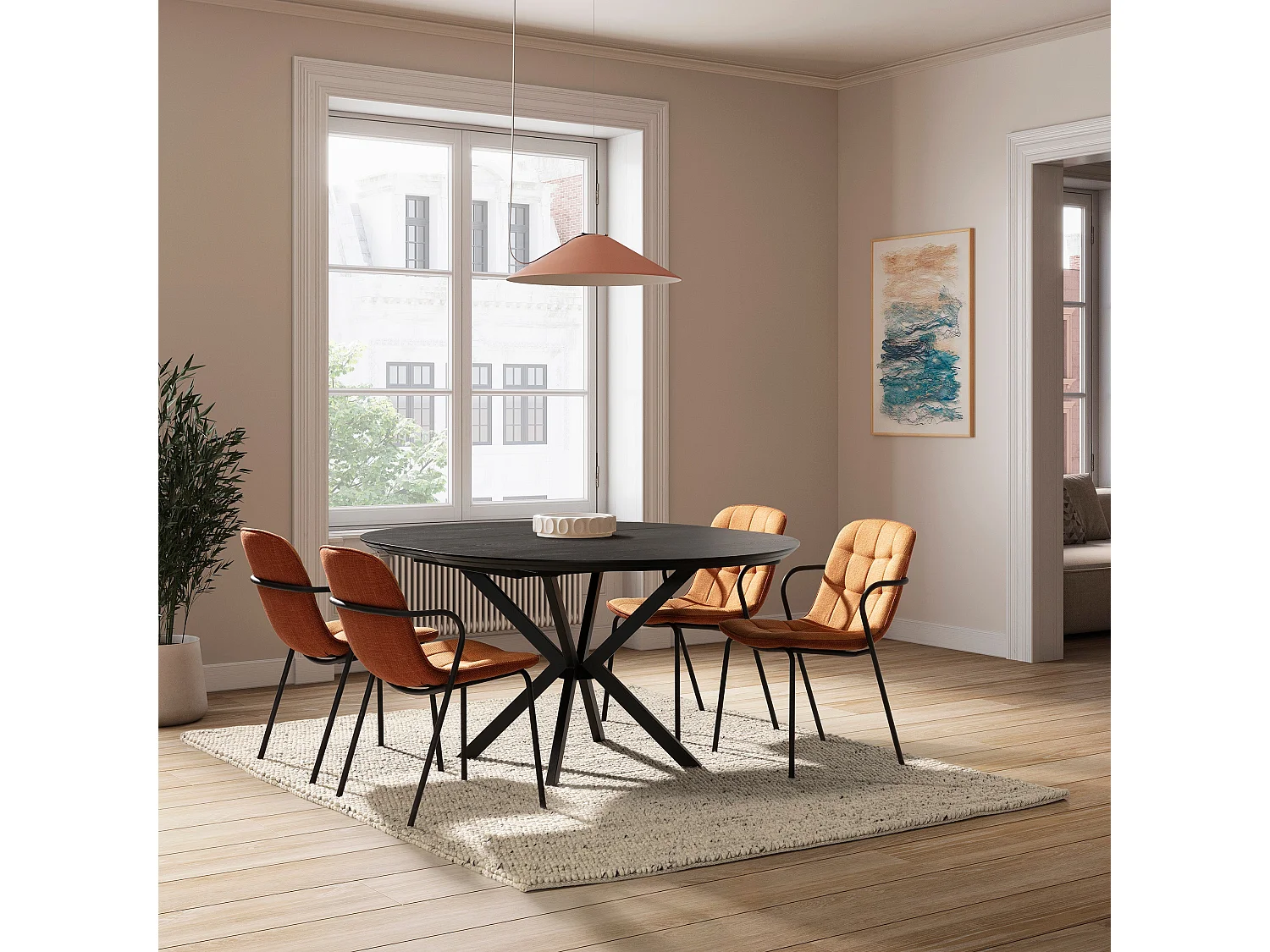 Table ronde extensible pied métal 126/160x75 cm
