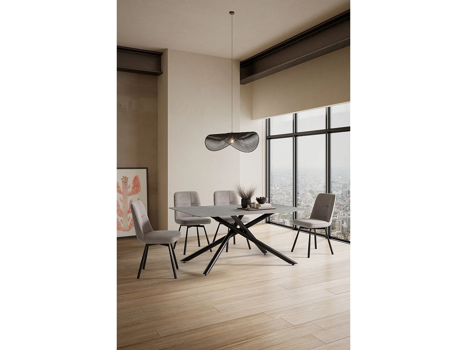 Table rectangulaire pied en métal noir 160x75 cm