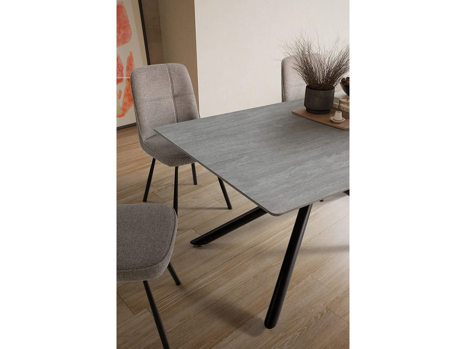 Table rectangulaire pied en métal noir 160x75 cm