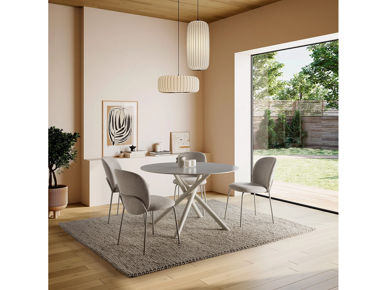 Table ronde en pierre frittée 119x75 cm