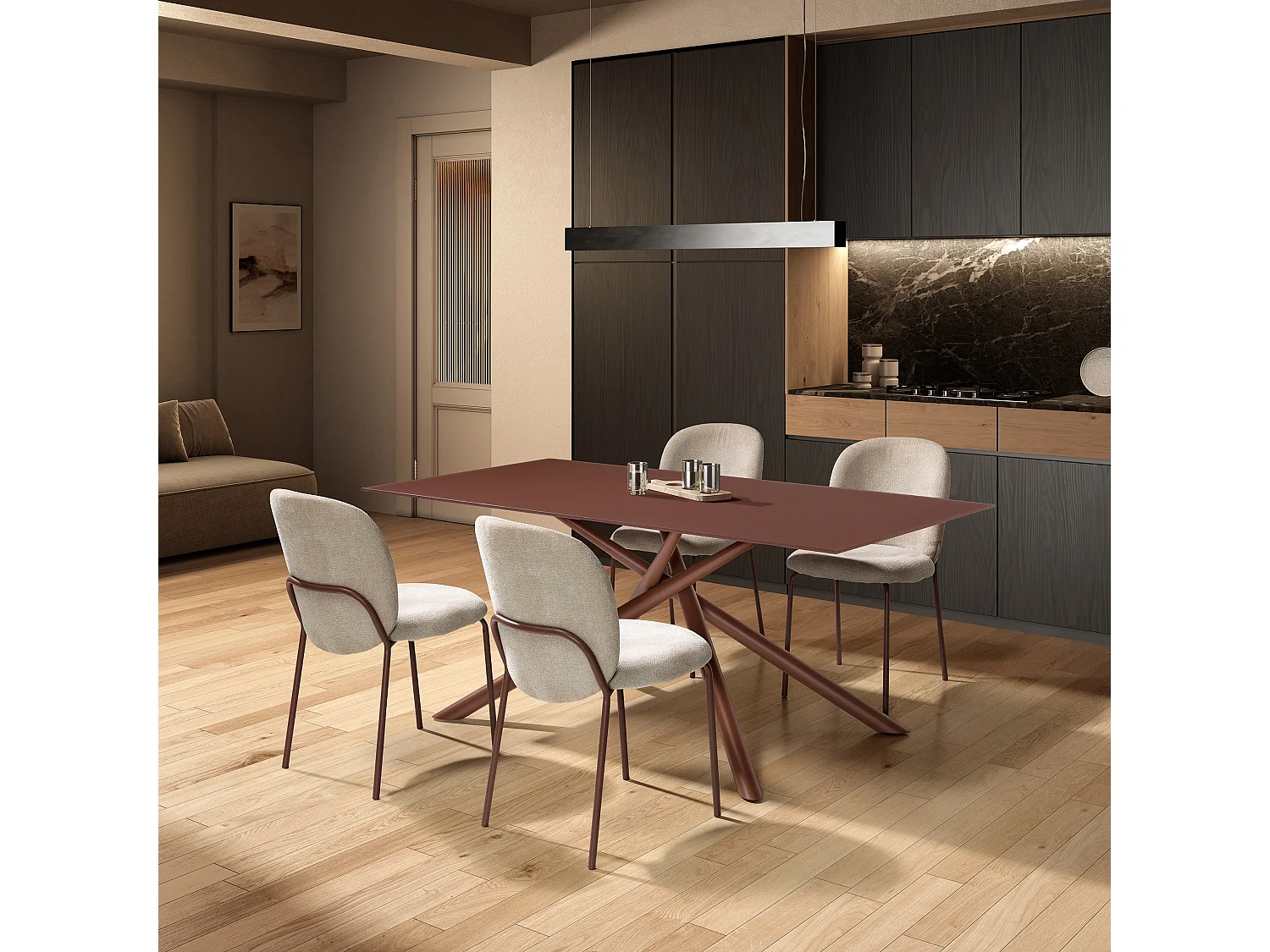 Table rectangulaire pied en métal 180x75 cm