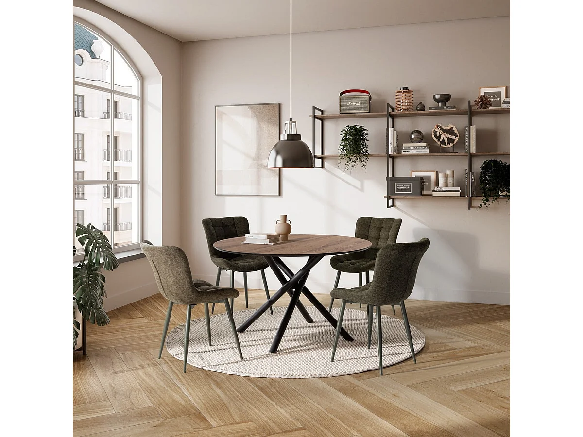 Table à manger ronde avec pieds en métal D120 cm - MAYA