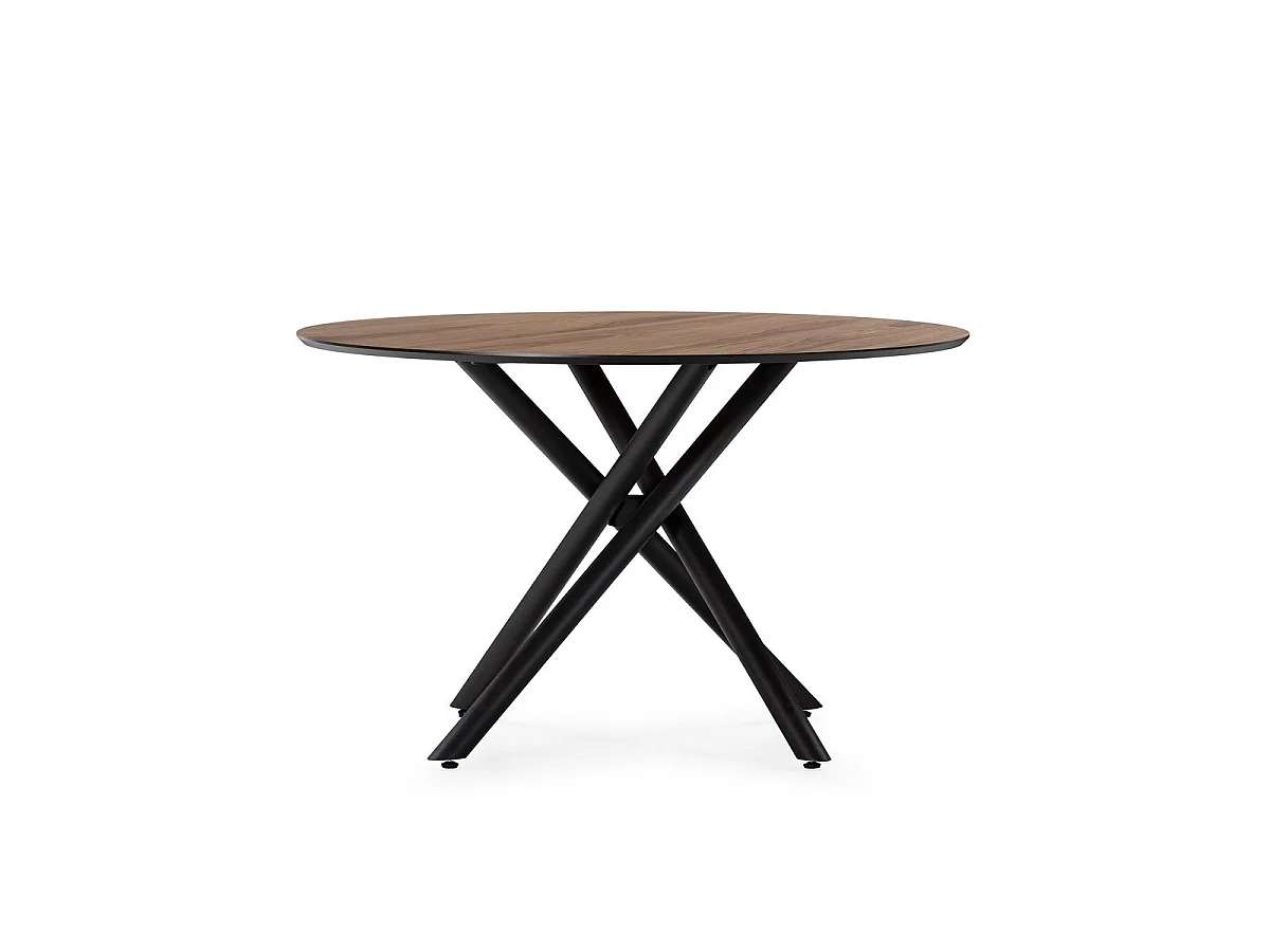 Rode tafel met zwarte metalen poten, 76 x 120 cm