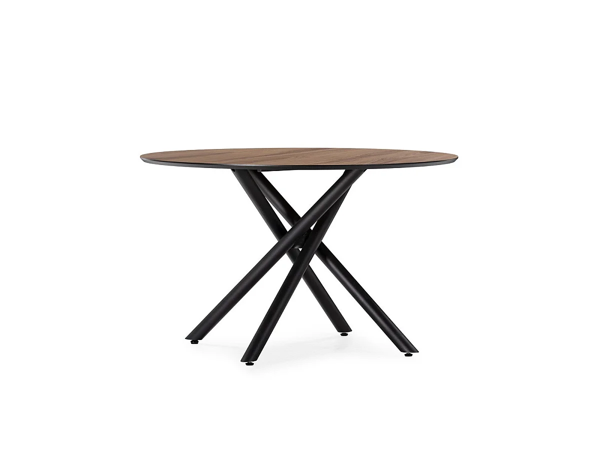 Rode tafel met zwarte metalen poten, 76 x 120 cm