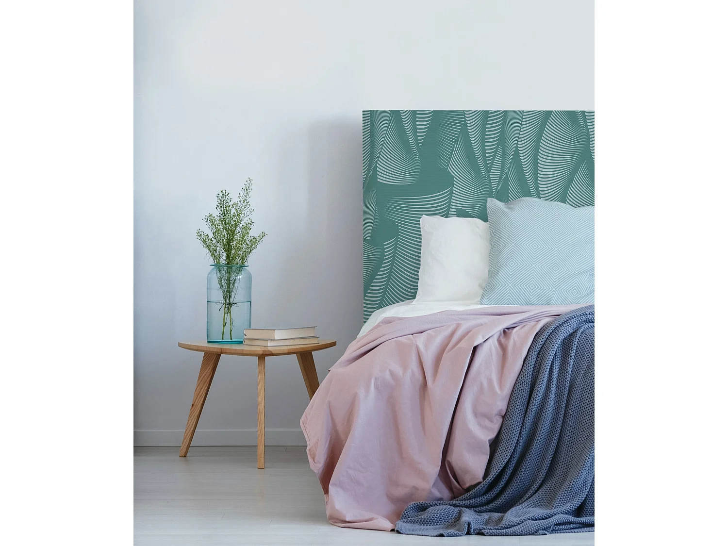 BELLECOUR LITERIE | Tête de lit déhoussable FALAISE 180x110 cm | Coloris Vert