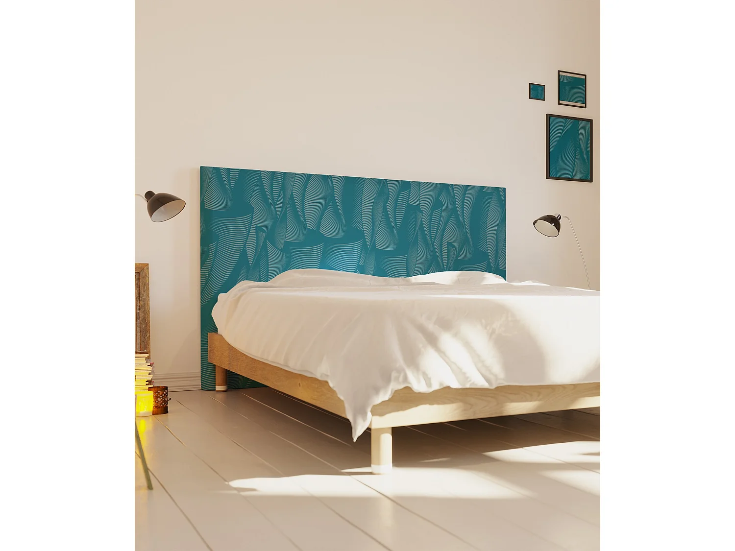 BELLECOUR LITERIE | Tête de lit déhoussable FALAISE 140x110 cm | Coloris Bleu