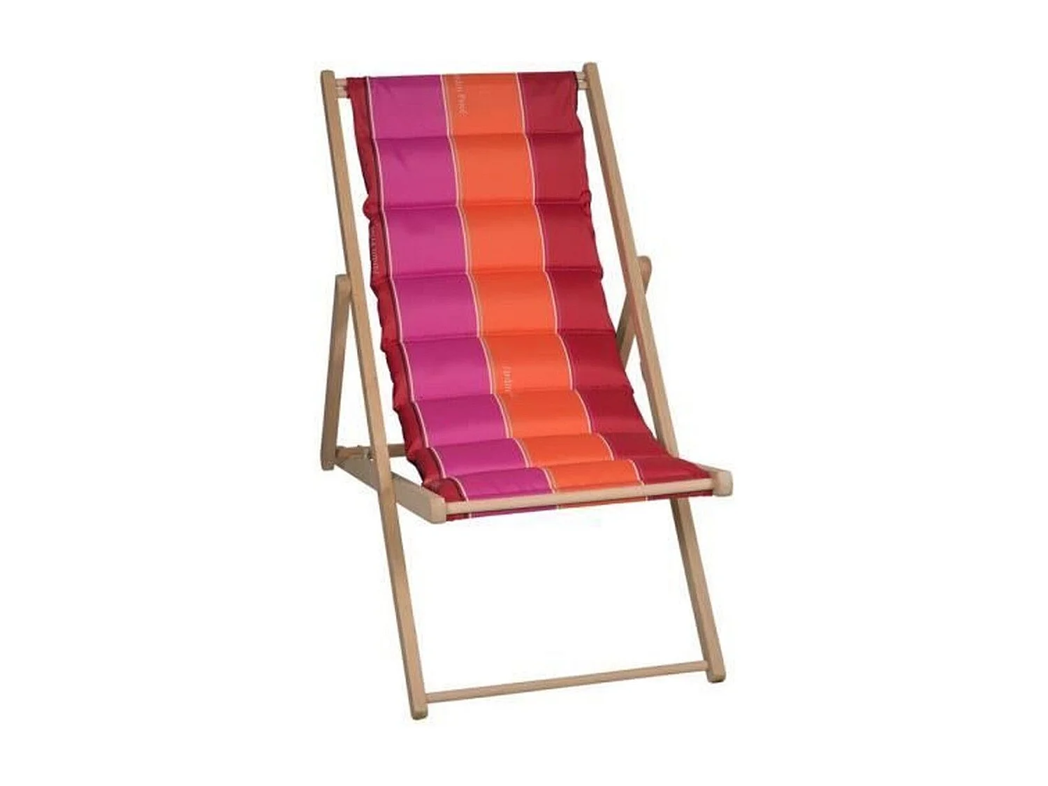 Sdraio J'adore in legno massello di faggio, tessuto trapuntato removibile e reversibile rosso/ardesia, reclinabile in 4 posizioni, 1 posto