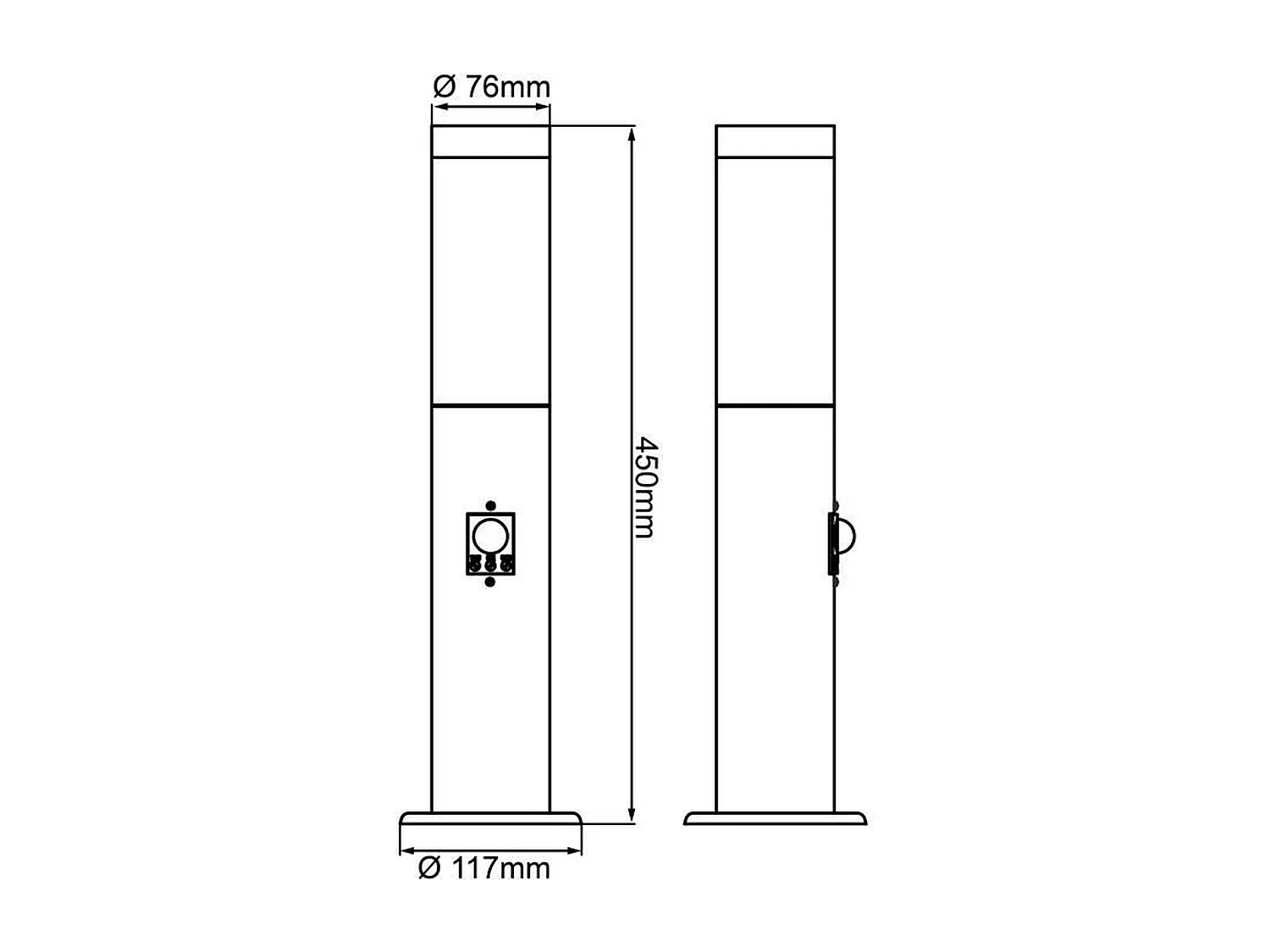 Bolardo exterior Dody E27 negro con detector de movimiento - Certificación IP44