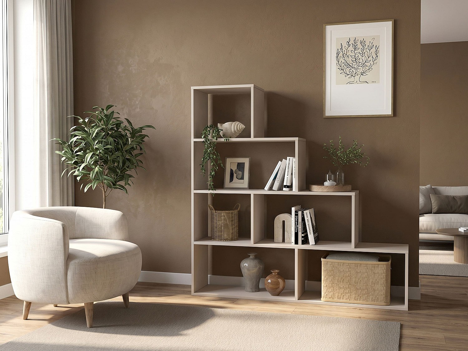 Regal mit 6 Ablagen - Beige RAJA