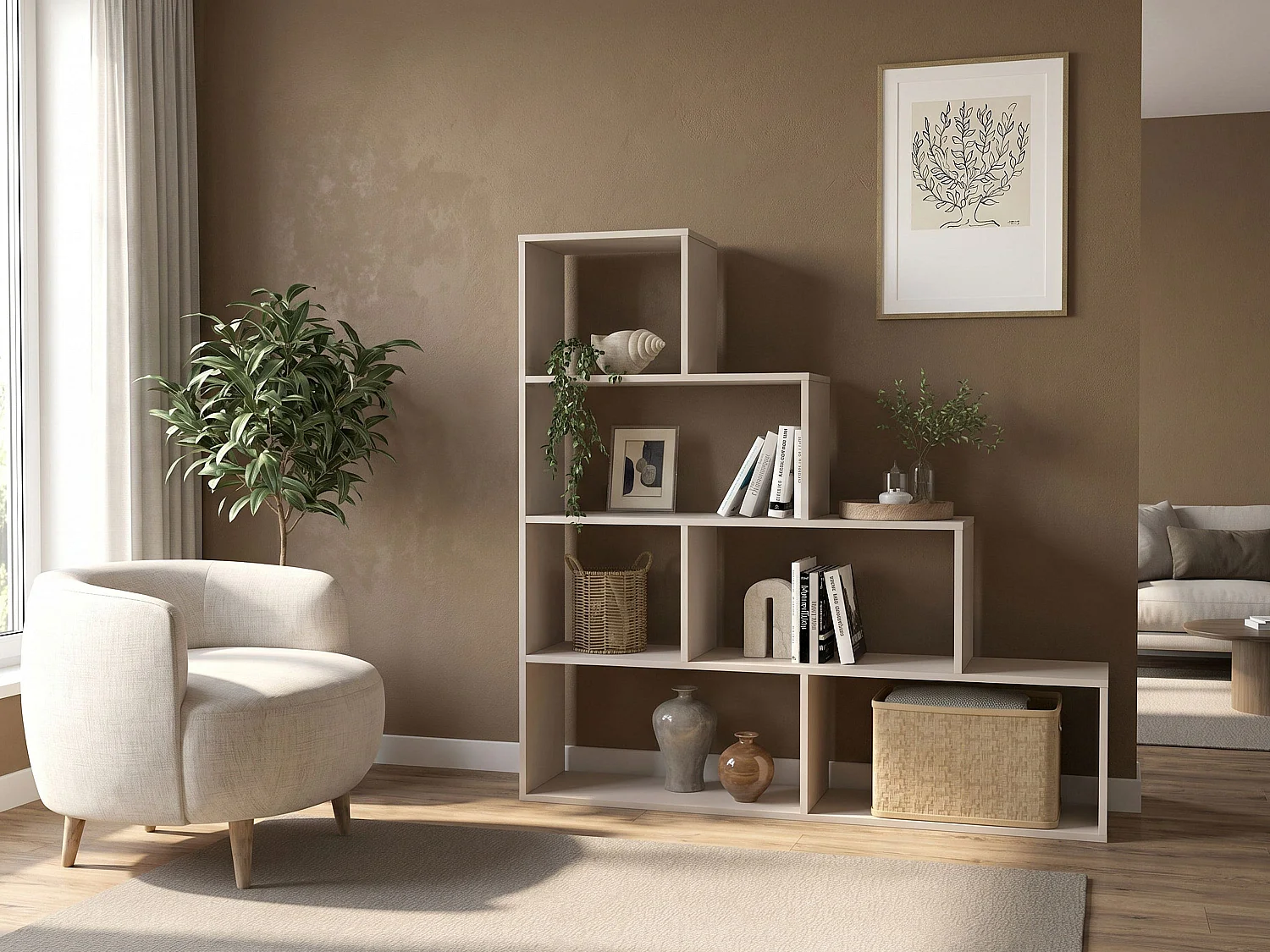 Etagère avec 6 niches - Beige - RAJA