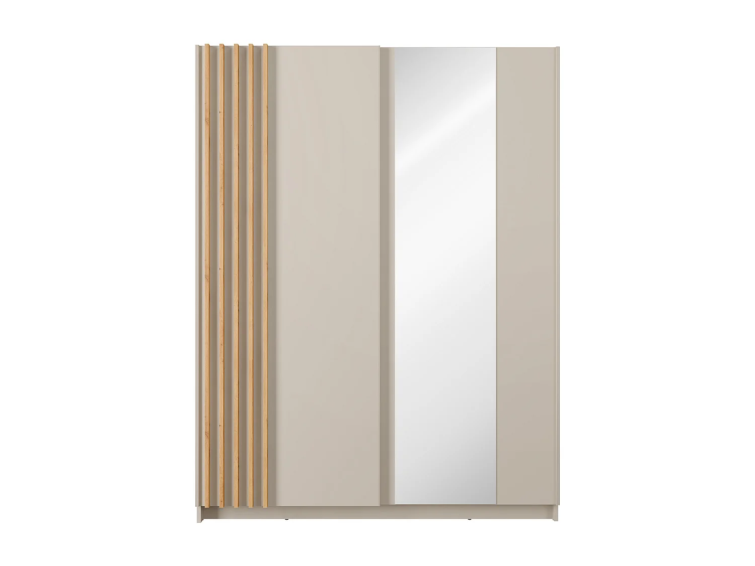 Armoire 2 portes coulissantes – Avec miroir – L150cm – Beige et naturel – CALELA