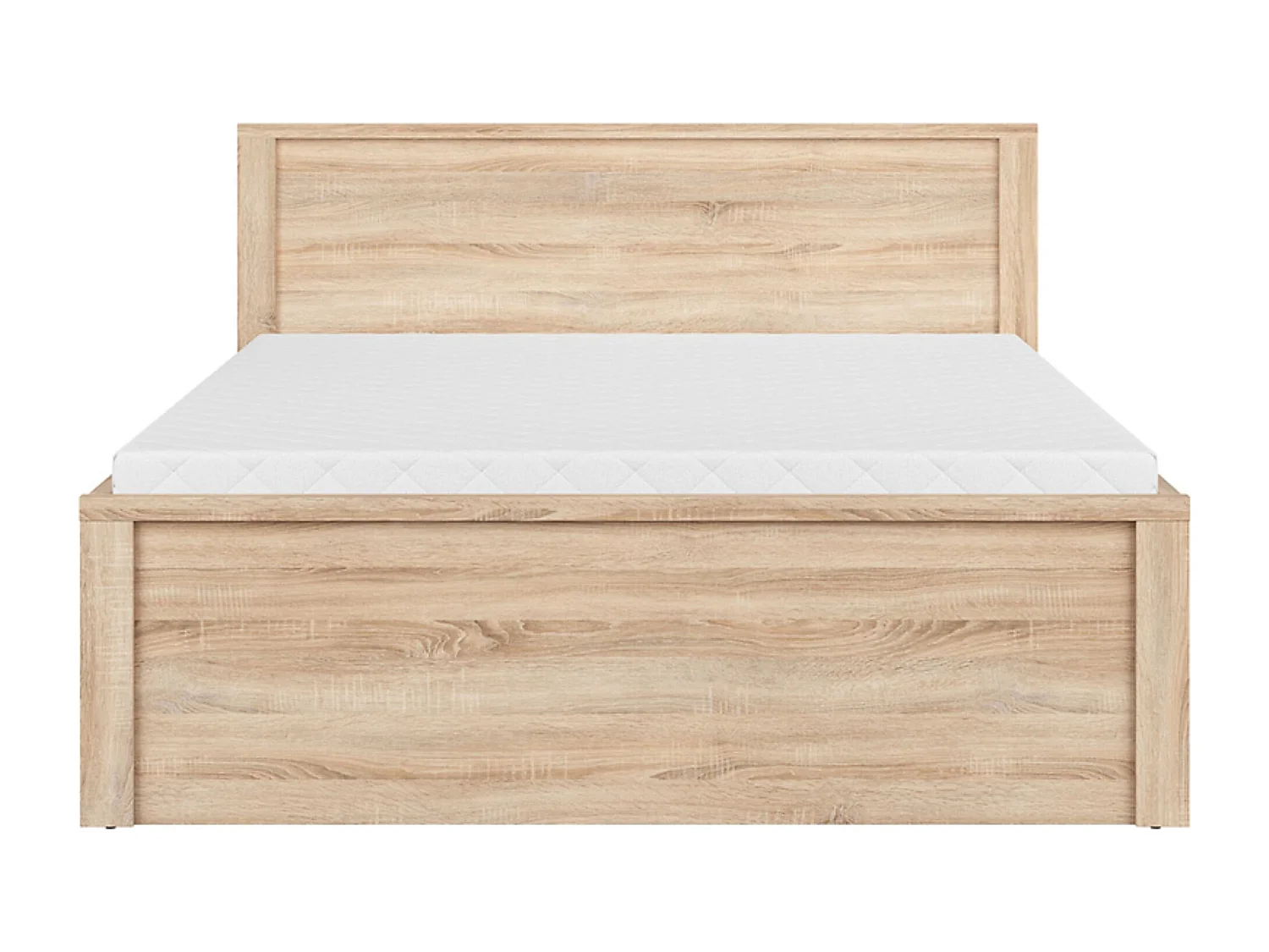 Lit adulte 160 cm avec tête de lit rembourrée capitonnée gris et 2 tiroirs de rangement - Longueur 208 x Largeur 168 x Hauteur 50-100 cm