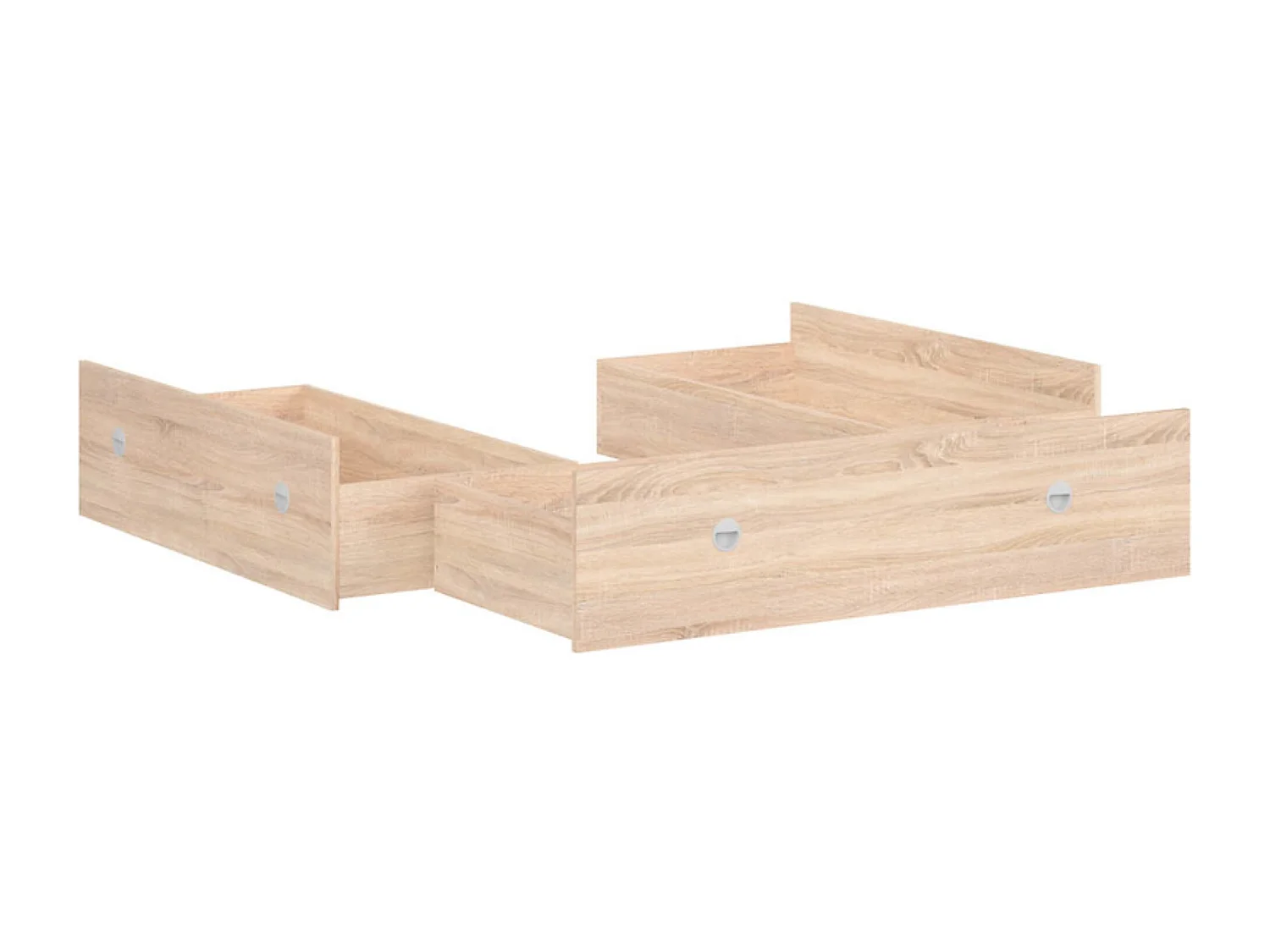 Lit adulte 2 places 160 x 200 cm avec des étagères de rangement et 3 Tiroirs coloris Chêne sonoma - Longueur 204,5 x Largeur 165 x Hauteur 47,5-85,5 cm