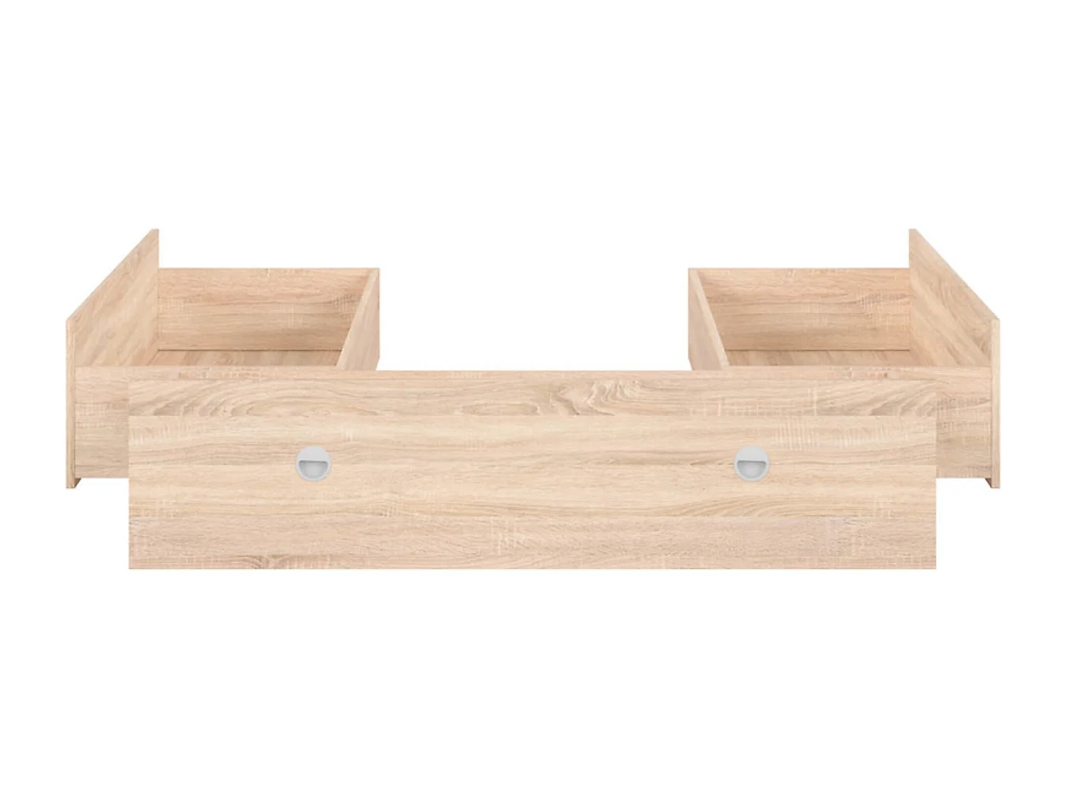 Lit adulte 2 places 160 x 200 cm avec des étagères de rangement et 3 Tiroirs coloris Chêne sonoma - Longueur 204,5 x Largeur 165 x Hauteur 47,5-85,5 cm