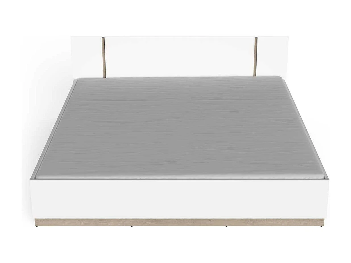 Lit 2 places couchage 180x200 couleur blanc mat / chêne - Largeur 188,3 x Profondeur 204,3 x Hauteur 71,7 cm