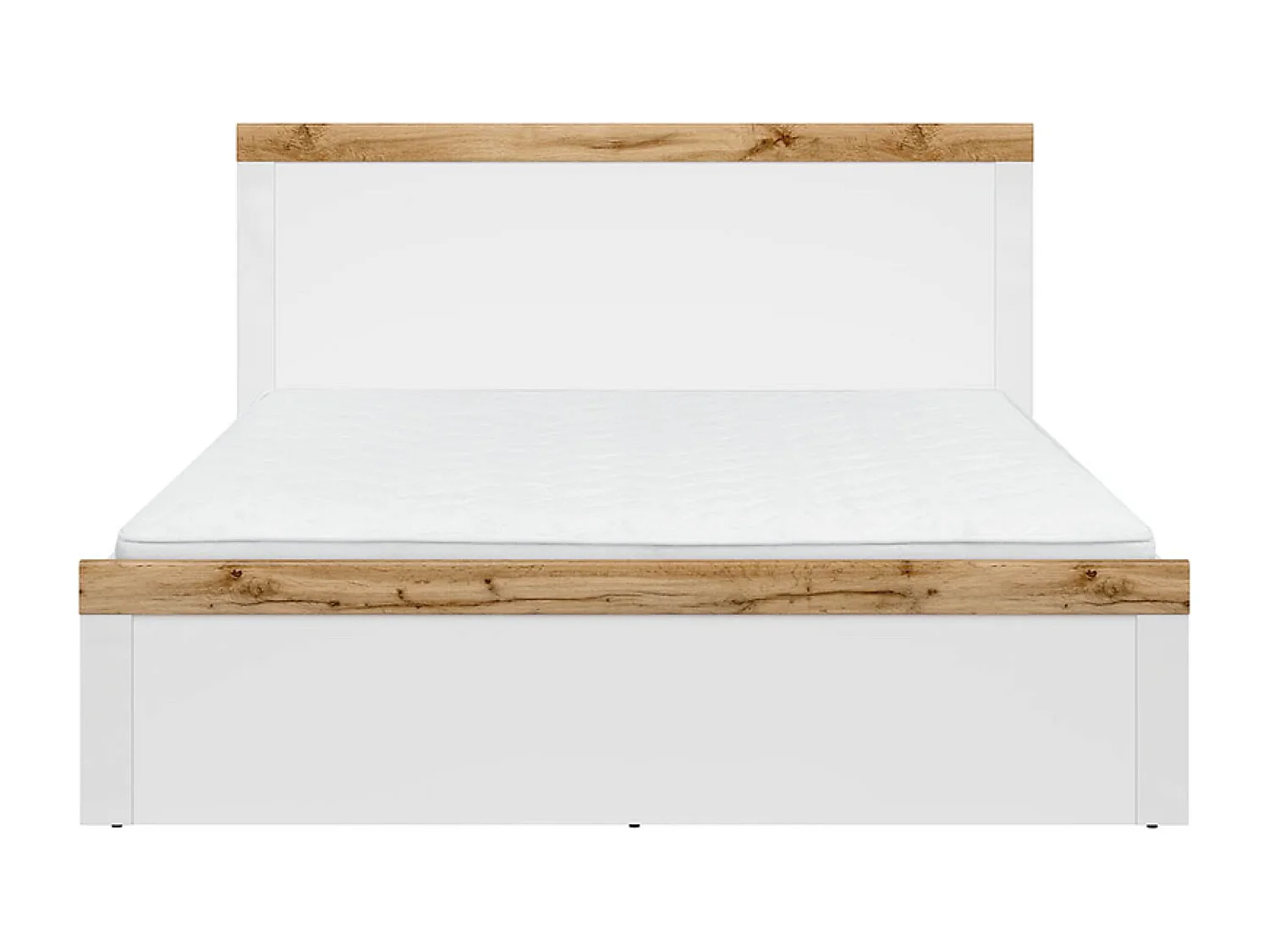 Lit adulte 160 x 200 lit 2 places, coloris Blanc/Chêne wotan - Longueur 204,5 x Profondeur 169 x Hauteur 40,5-100,5 cm