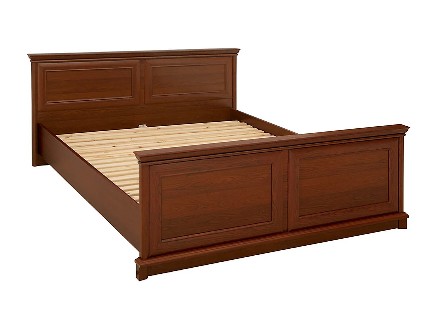 Lit adulte 160x200 cm coloris châtaigne - Longueur 210 x Profondeur 175 x Hauteur 60,5-81,5 cm