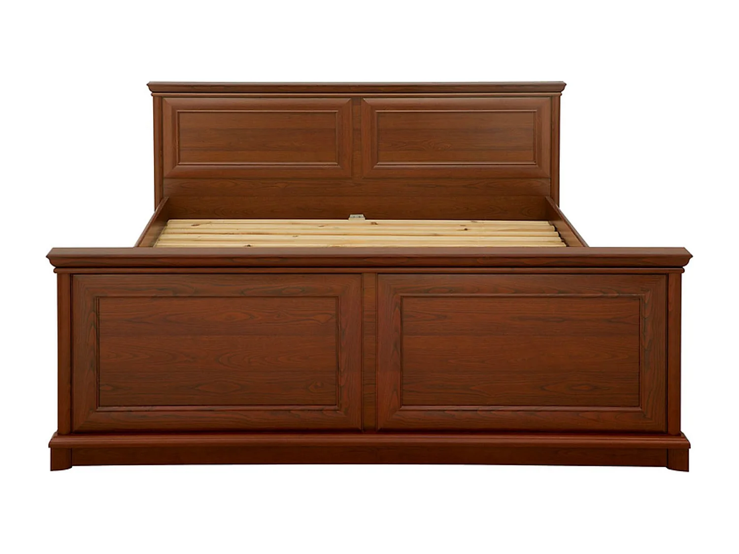 Lit adulte 160x200 cm coloris châtaigne - Longueur 210 x Profondeur 175 x Hauteur 60,5-81,5 cm