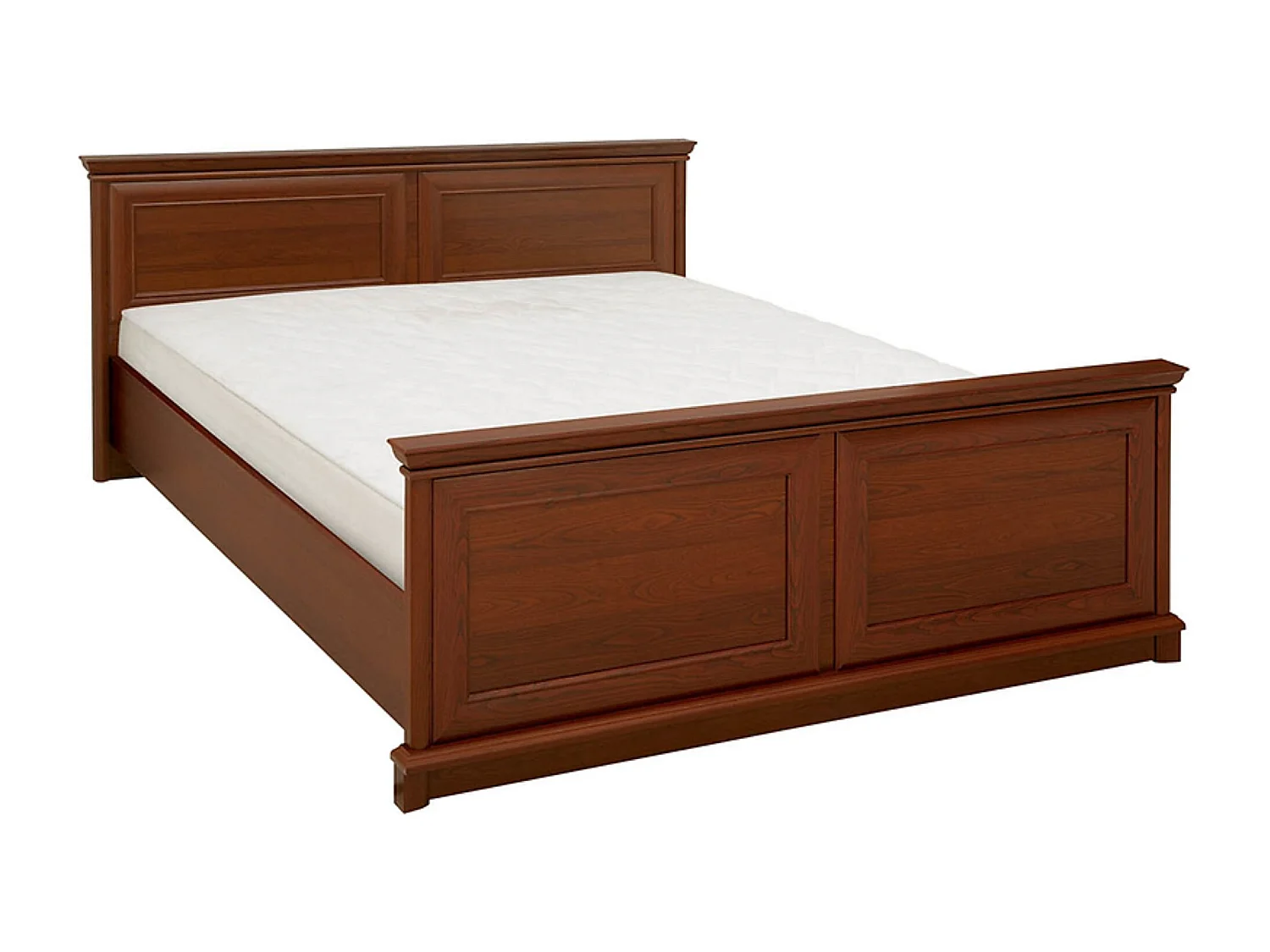 Lit adulte 160x200 cm coloris châtaigne - Longueur 210 x Profondeur 175 x Hauteur 60,5-81,5 cm