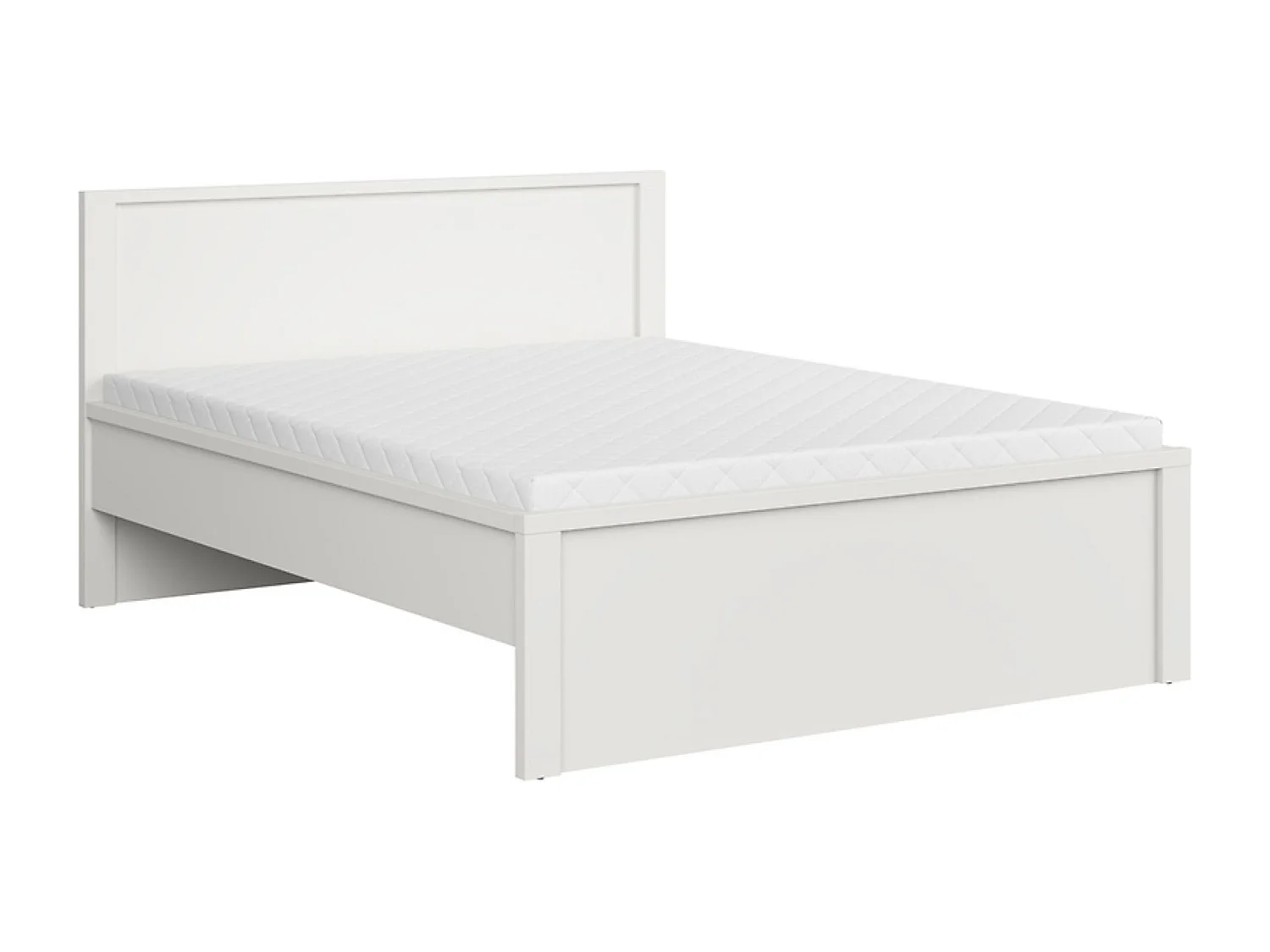 Lit adulte 160x200 + 2 Tiroirs de rangement sur roulettes coloris Blanc/Blanc Mat - Longueur 208 x Largeur 168 x Hauteur 50-100 cm