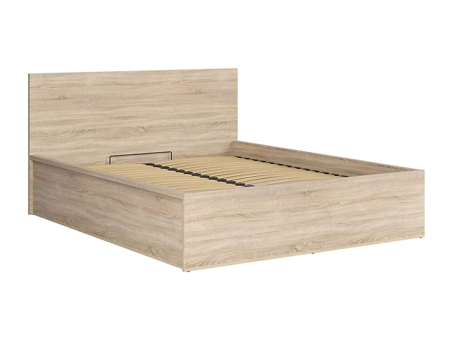 Lit adule 160x200 Lit coffre 2 place avec sommier et rangement, coloris chêne Sonoma - Longueur 204,5 x Profondeur 169 x Hauteur 95/40,5 cm