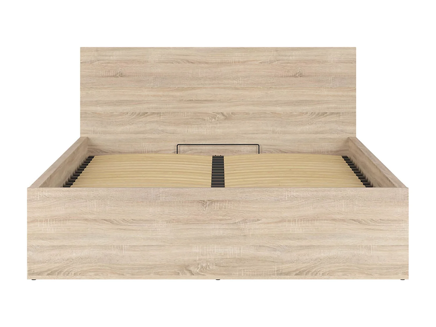 Lit adule 160x200 Lit coffre 2 place avec sommier et rangement, coloris chêne Sonoma - Longueur 204,5 x Profondeur 169 x Hauteur 95/40,5 cm