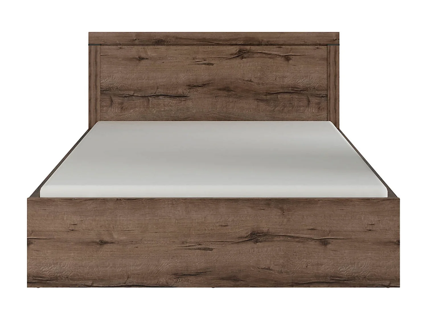 Lit coffre adulte 2 places 160x200 avec cadre sommier et rangement, coloris Chêne marron foncé - Longueur 206,5 x Profondeur 169,5 x Hauteur 41-105,5 cm